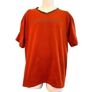 Vintage Tommy Hilfiger TH Jeans Heavy Knit T Shirt Mens XL Orange